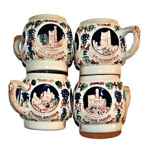 Gerz German Castle 4 Coffee Mugs Tartarian German Made